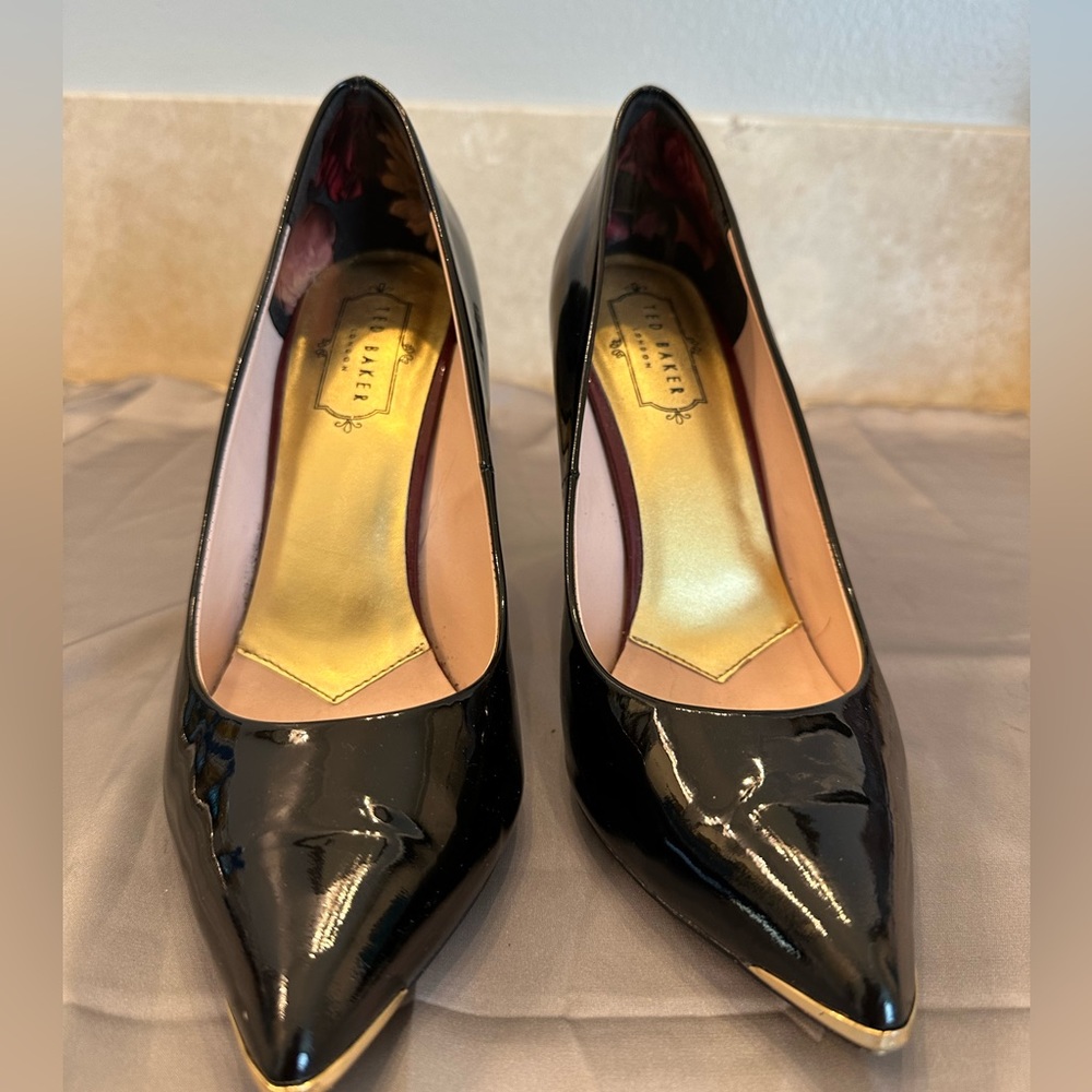 Ted baker patent black pumps
